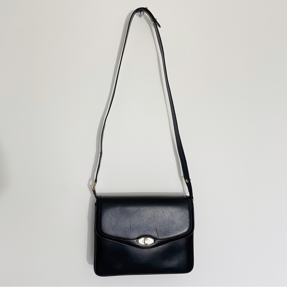 Bally vintage dark navy blue leather turnlock flap shoulder bag - Picture 2 of 14